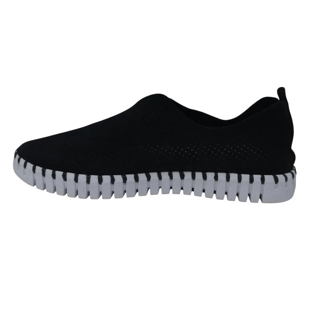 Ilse Jacobsen Tulip Black Lasercut Microfiber Slip On Flats Loafers